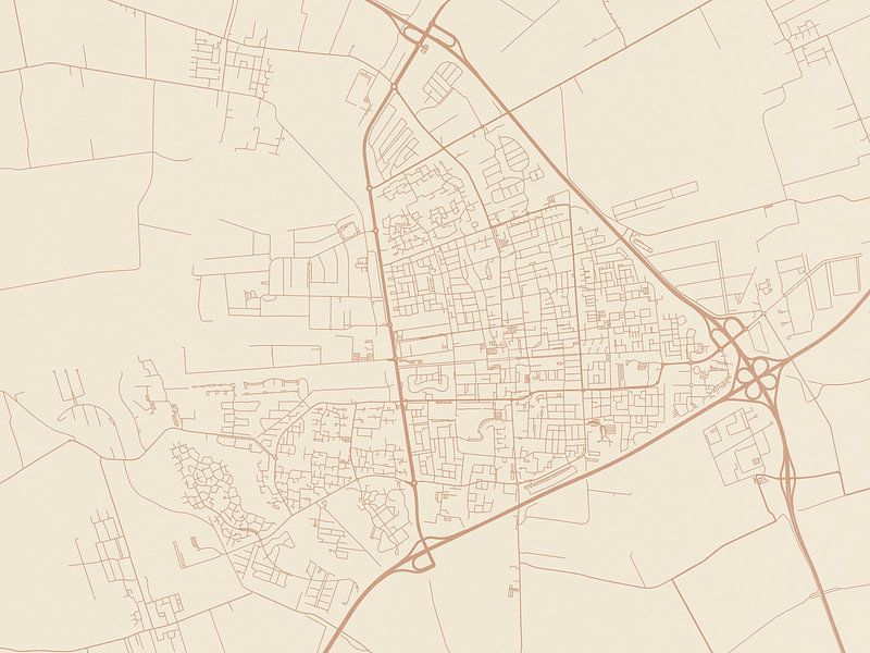 Terracotta style map of Drachten by De Kaartenwinkel
