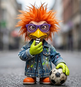 Vogelpuppe als  Punk-Schiedsrichter