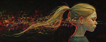 Portrait musical moderne | Neon Notes Fusion sur Caprices d'Art