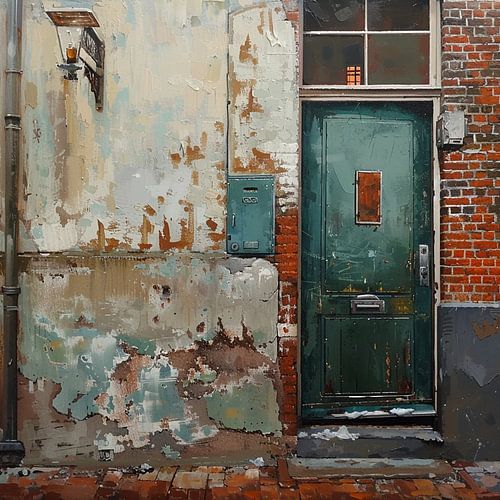 Verloren gevel stedelijk verval bakstenen deur raam treden