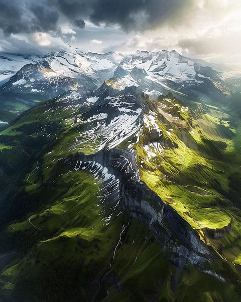 Lichtvloed over rotswanden van fernlichtsicht