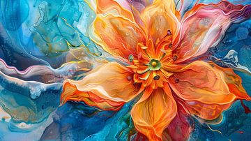 Fractal abstracte bloem van Harry Stok