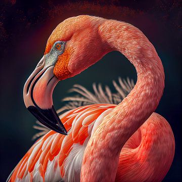 Portret van een Flamingo Illustratie van Animaflora PicsStock