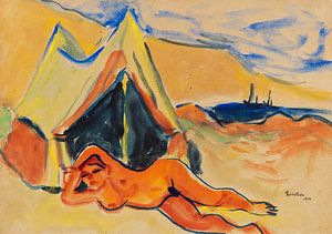 Max Pechstein, Nu allongé sur la plage, 1911