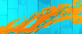 Between surface and tension - a panorama of complementary forces in orange and blue by AidasignArt