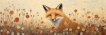 Fox among flowers by De Mooiste Kunst