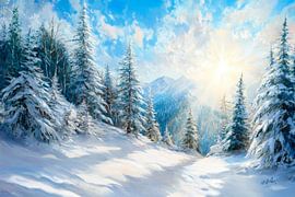 Paysage de montagne hivernal sur Poster Art Shop