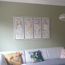 Klantfoto: The Times of the Day - Alphonse Mucha, op canvas