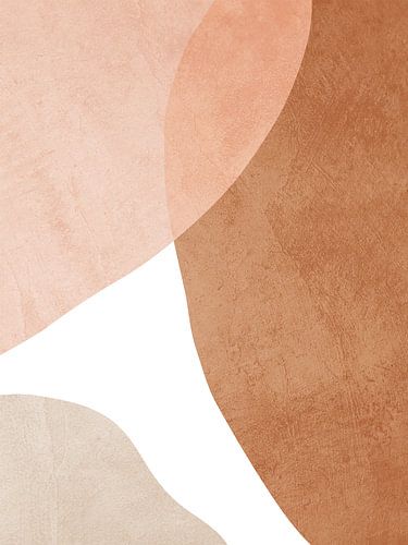 Organische geometrische abstracte kunst in aardetinten