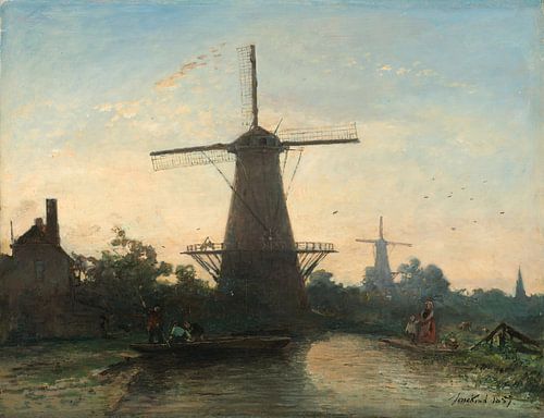 Moulins à vent près de Rotterdam - Johan Barthold Jongkind