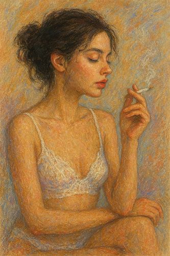 Een mooie vrouw in witte lingerie illustratie.