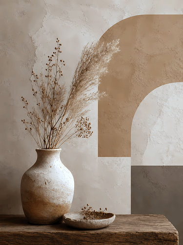 Wabi-Sabi Vase with Dried Botanicals