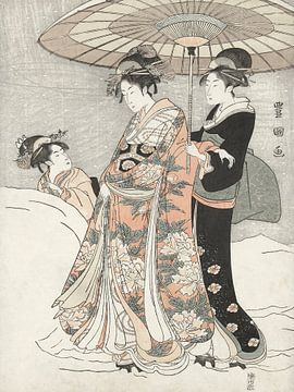 Vintage Japanse courtisanes  - Vintage Japanse kunst - Japanse vrouwen in kimono's -