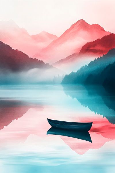 Calm lake at sunset by Poster Art Shop