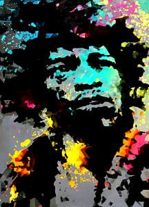 Jimi Hendrix Splash Kleurrijk  van Felix von Altersheim