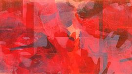 Abstract organic shapes in vivid red, neon pink and dark lilac by Abstract Minimalist Art