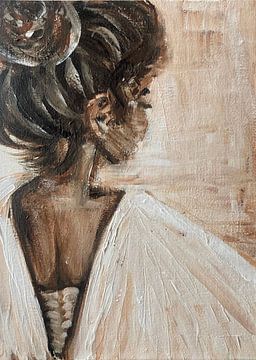 Vrouw met elegante knot schilderij van Krista Kitsz Art