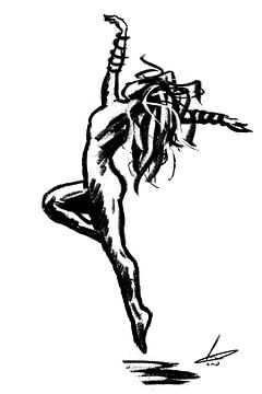Schwarz und weiß - moderner Tanz im Stil der Gestenzeichnung von Emiel de Lange