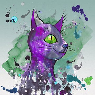 Chat sauvage grunge violet