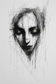 Gesicht einer Frau in Holzkohle