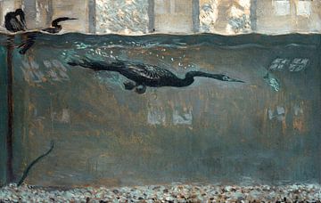 Duikende Aalscholver, vogel, Otto H. Bacher, 1921 van Atelier Liesjes