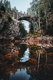 Swedish nature – Vertical photo print of the old stone arch bridge in the woods near Brattfallet by Dylan Winter Visuals