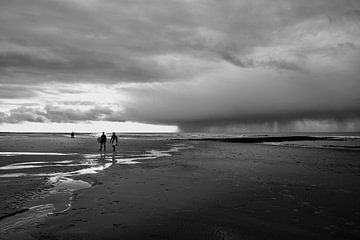 surfen op het strand in de winter van eric van der eijk