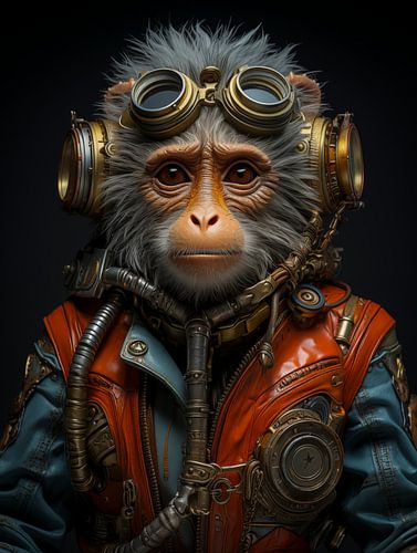 Funny monkey dressed as an aviator