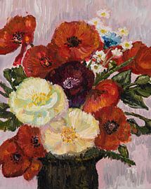 Rote und weiße Mohnblumen von Tanja Koelemij