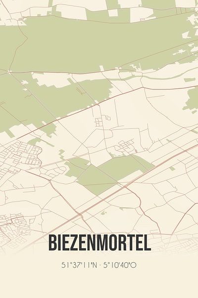 Alte Landkarte von Biezenmortel (Nordbrabant) von Ortsdrucke