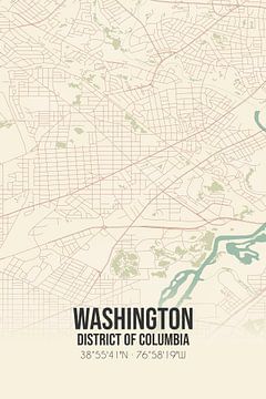 Carte ancienne de Washington (District de Columbia), Etats-Unis. sur Rezona