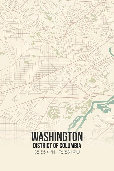 Carte ancienne de Washington (District de Columbia), Etats-Unis. par Affiches de lieux