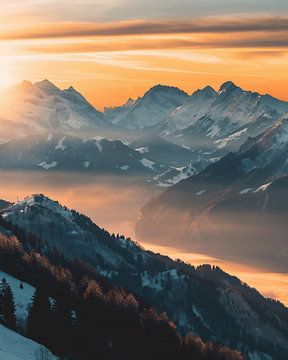 Magische Alpenochtend van fernlichtsicht