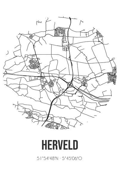 Herveld (Gelderland) | Landkaart | Zwart-wit van Stad & Wand