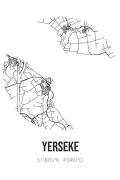 Yerseke (Zeeland) | Karte | Schwarz und weiß von Rezona