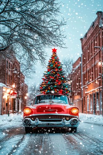 Voiture de Noël neige