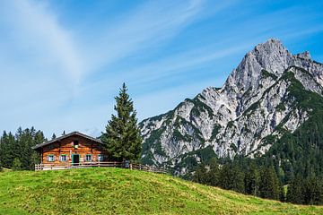 Vue sur l'alpage de Litzlalm avec son refuge en Autriche sur Rico Ködder
