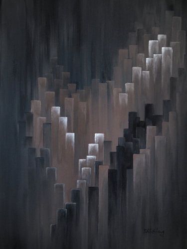 Fantasielandschap abstract 2 zwart