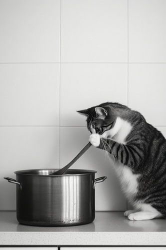 Cat cooks