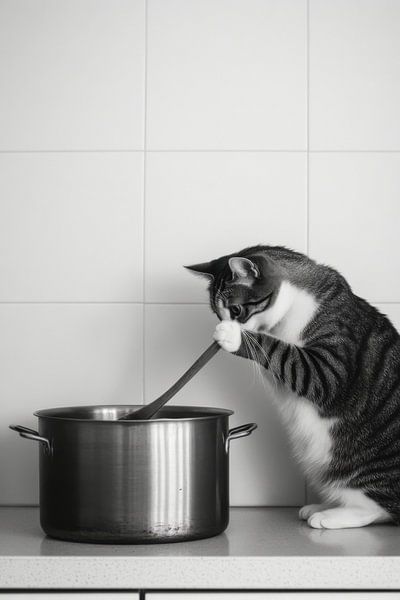 Katze kocht von Poster Art Shop