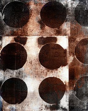 Abstracte compositie met roest cirkels van Dina Dankers