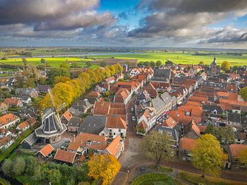 Luftaufnahme von Hattem an einem schönen Herbsttag von Sjoerd van der Wal Fotografie