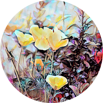 Californische klaproos en een rode bloem van Patricia Piotrak