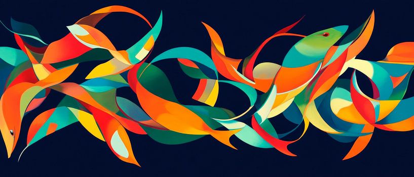 Play of colours in the water world Dancing fish in a blaze of colour L by Poster Art Shop
