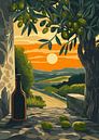 Mediterraan landschap met olijfboom bij zonsondergang van Pixelbull Design thumbnail