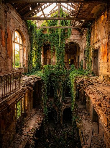 Verlassenes Gebäude, in das sich die Natur zurückerobert