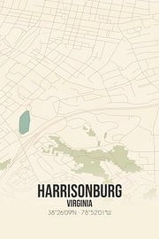 Alte Karte von Harrisonburg (Virginia), USA. von Ortsdrucke