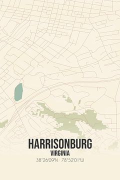 Carte ancienne de Harrisonburg (Virginie), Etats-Unis. sur Rezona