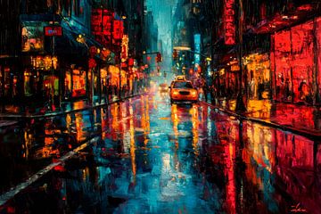 Rainy city street by Poster Art Shop