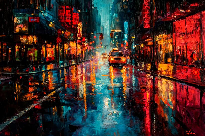 Rainy city street by Poster Art Shop